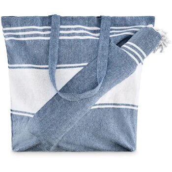 Strandtas met hamamdoek Hummum blauw