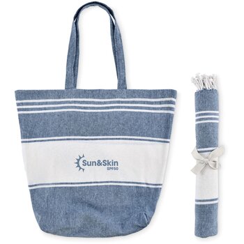 Strandtas met hamamdoek Hummum Blauw