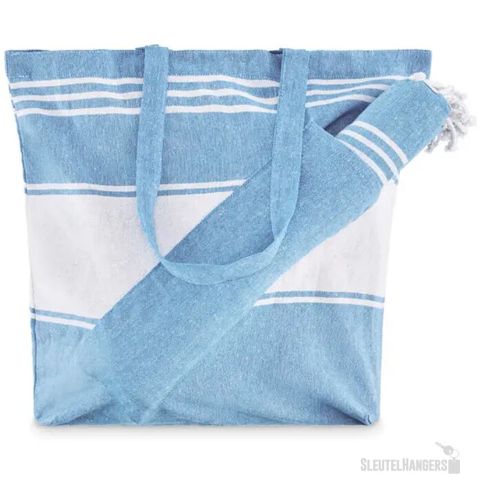 Strandtas met hamamdoek Hummum turquoise