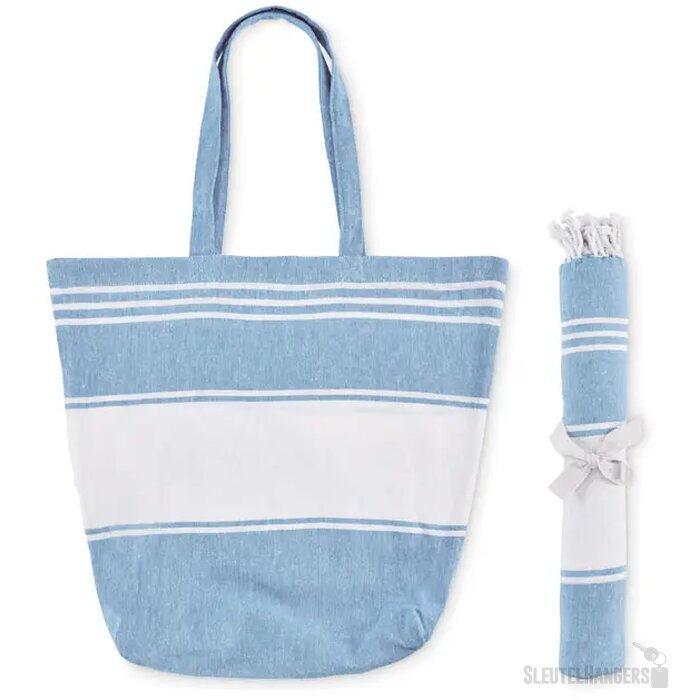 Strandtas met hamamdoek Hummum Turquoise