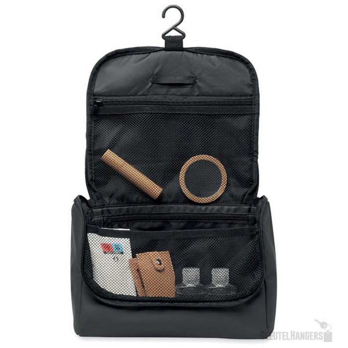 Toilettas met ophanghaak in pu Away zwart