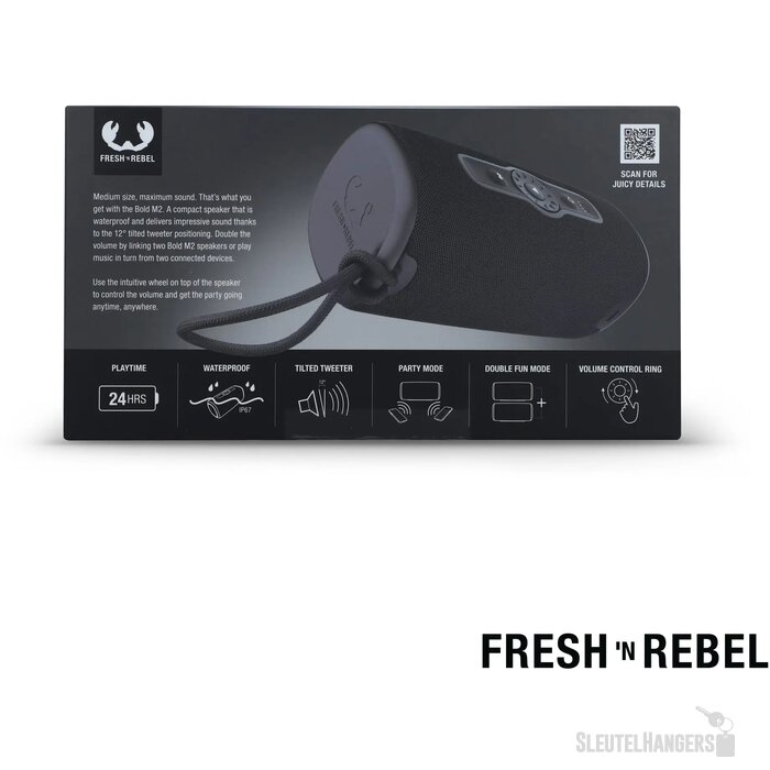  1RB7400 I Fresh 'n Rebel Bold M2 Waterbestendige Bluetooth Speaker donker gun metal