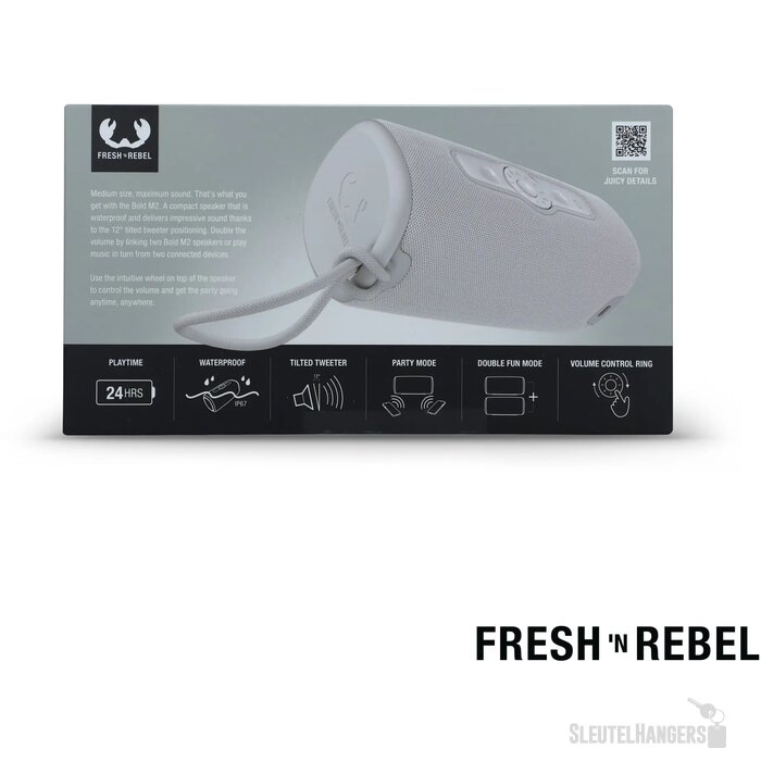  1RB7400 I Fresh 'n Rebel Bold M2 Waterbestendige Bluetooth Speaker licht grijs