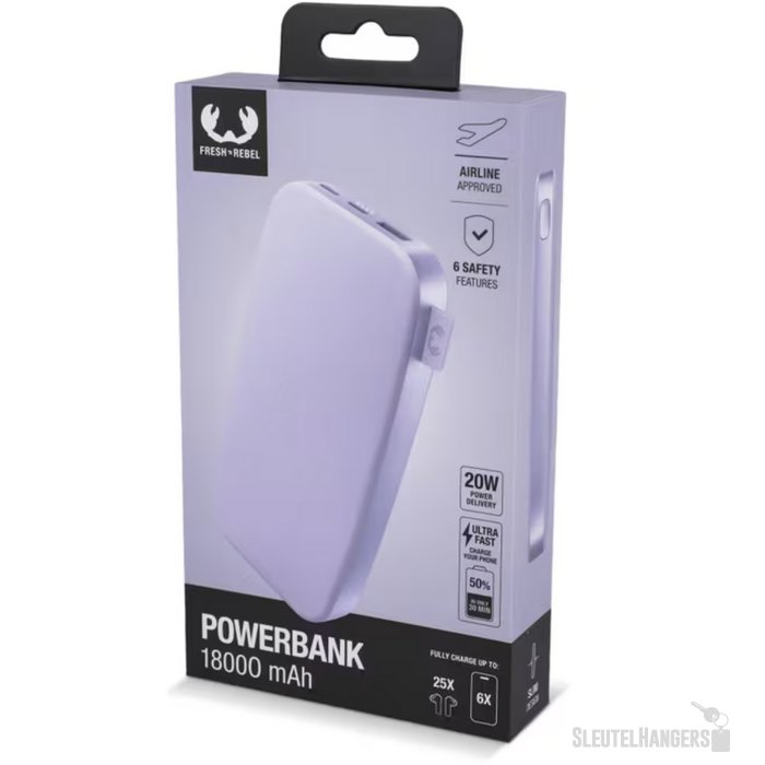 2PB18100 | Fresh 'n Rebel Powerbank 18000mAh USB-C Fast Charging 20W lila