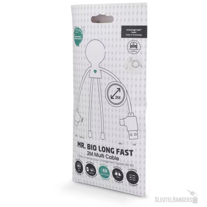 2092 - Xoopar Mr Bio Long 60 W PD Multi Oplaadkabel 2 Meter wit