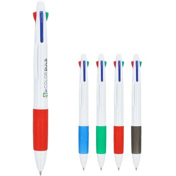 4-kleuren balpen met grip wit / rood