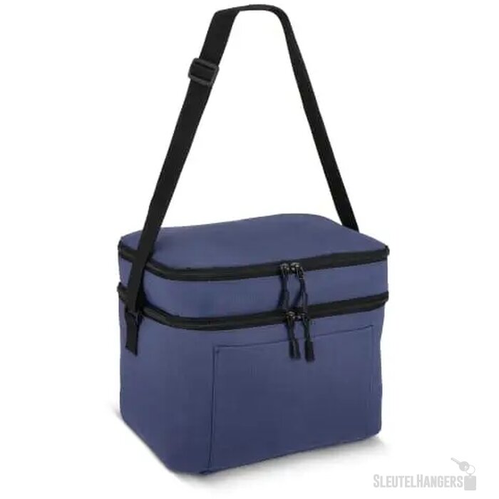 600D gerecycled PET koeltas met twee vakken 30 x 20 x 24 cm 12 L donkerblauw