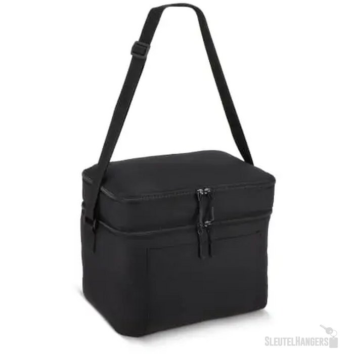 600D gerecycled PET koeltas met twee vakken 30 x 20 x 24 cm 12 L zwart