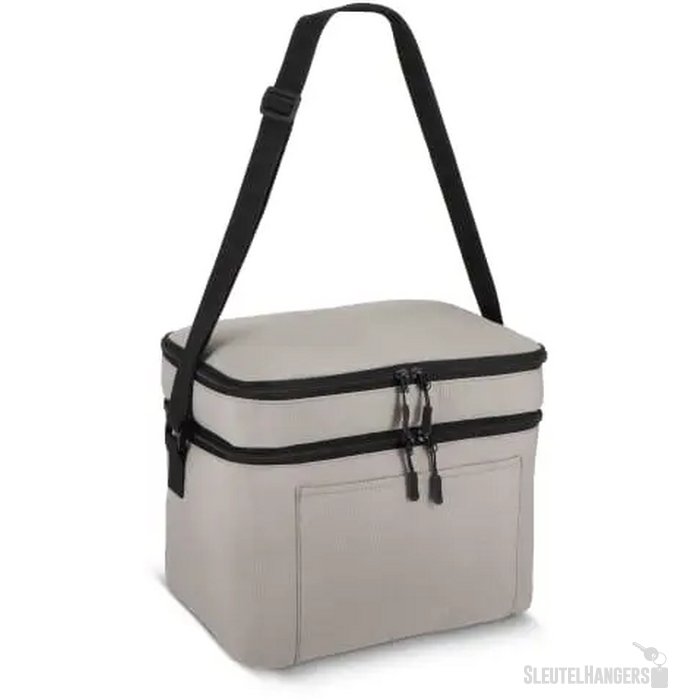 600D gerecycled PET koeltas met twee vakken 30 x 20 x 24 cm 12 L grijs