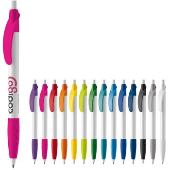 Balpen Cosmo grip hardcolour wit / roze