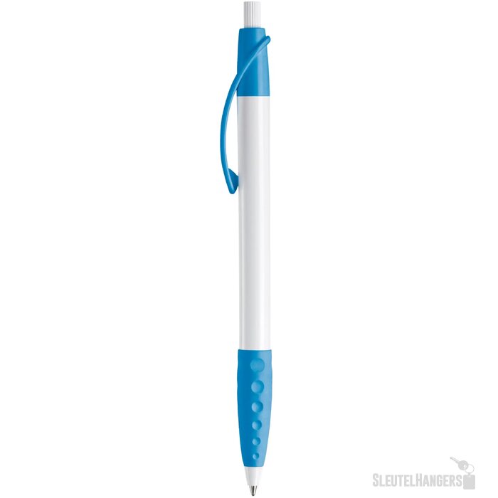 Balpen Cosmo grip hardcolour wit / lichtblauw