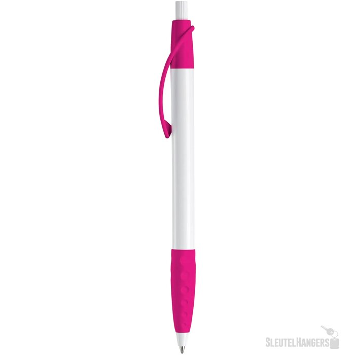 Balpen Cosmo grip hardcolour wit / roze