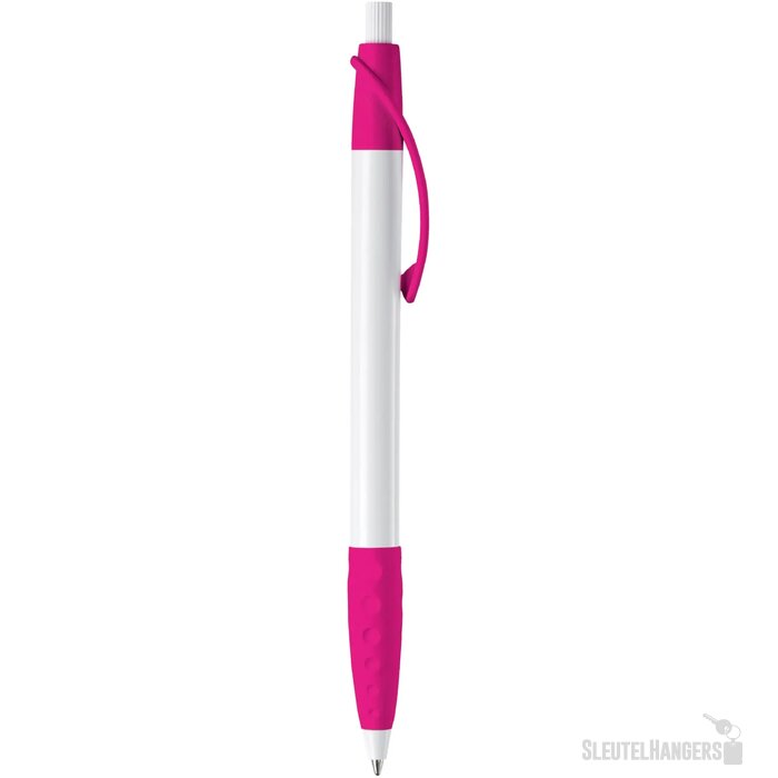 Balpen Cosmo grip hardcolour wit / roze