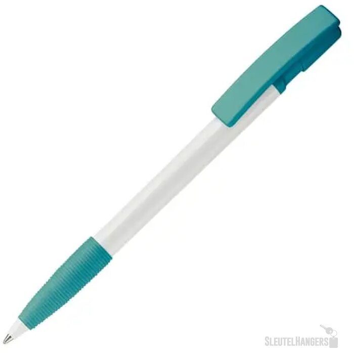 Balpen Nash grip hardcolour wit / turquoise