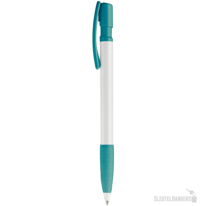 Balpen Nash grip hardcolour wit / turquoise
