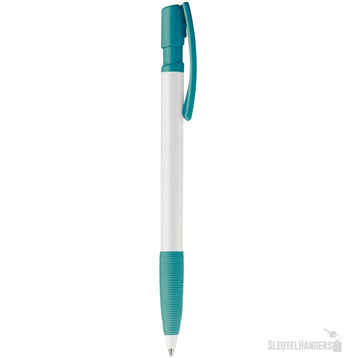 Balpen Nash grip hardcolour wit / turquoise