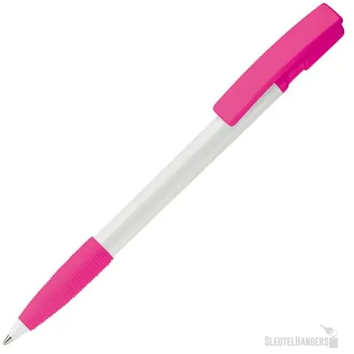 Balpen Nash grip hardcolour wit / roze