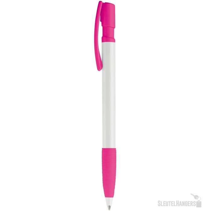 Balpen Nash grip hardcolour wit / roze