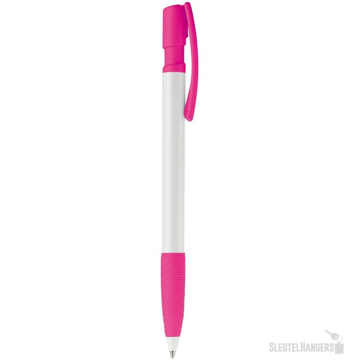 Balpen Nash grip hardcolour wit / roze