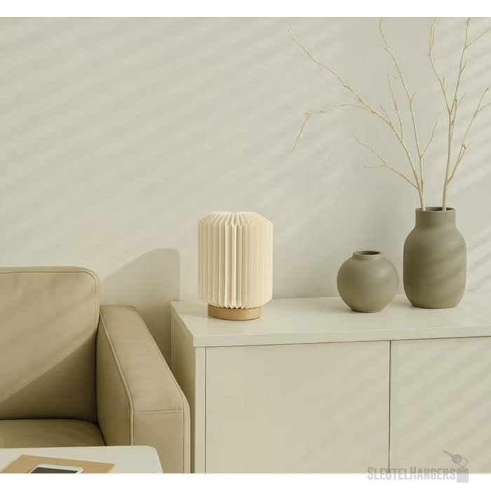 Coollux vouwbare papieren LED lamp Aurora op houten voet Naturel