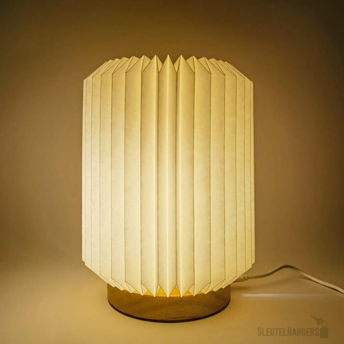 Coollux vouwbare papieren LED lamp Aurora op houten voet Naturel