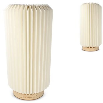 Coollux vouwbare papieren LED lamp Aurora Tall op houten voet, 32cm natuur