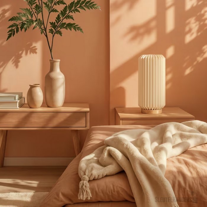 Coollux vouwbare papieren LED lamp Aurora Tall op houten voet, 32cm natuur
