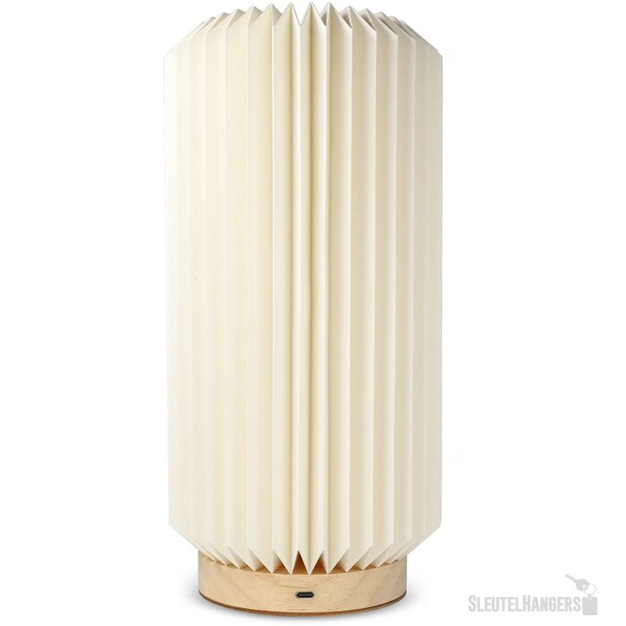 Coollux vouwbare papieren LED lamp Aurora Tall op houten voet, 32cm natuur