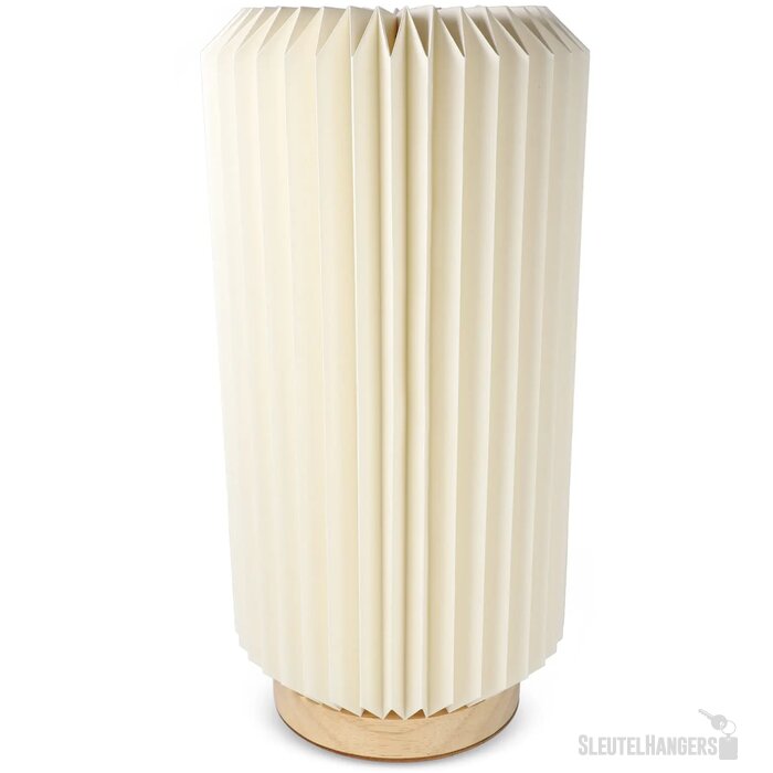 Coollux vouwbare papieren LED lamp Aurora Tall op houten voet, 32cm natuur