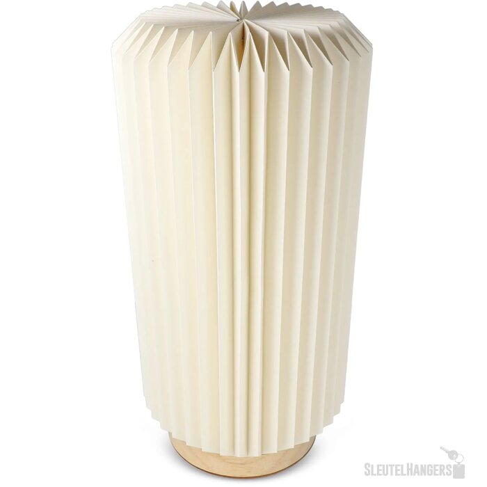 Coollux vouwbare papieren LED lamp Aurora Tall op houten voet, 32cm natuur