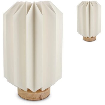 Coollux vouwbare papieren LED lamp Eos op houten voet, 25 cm (brievenbus doos) natuur