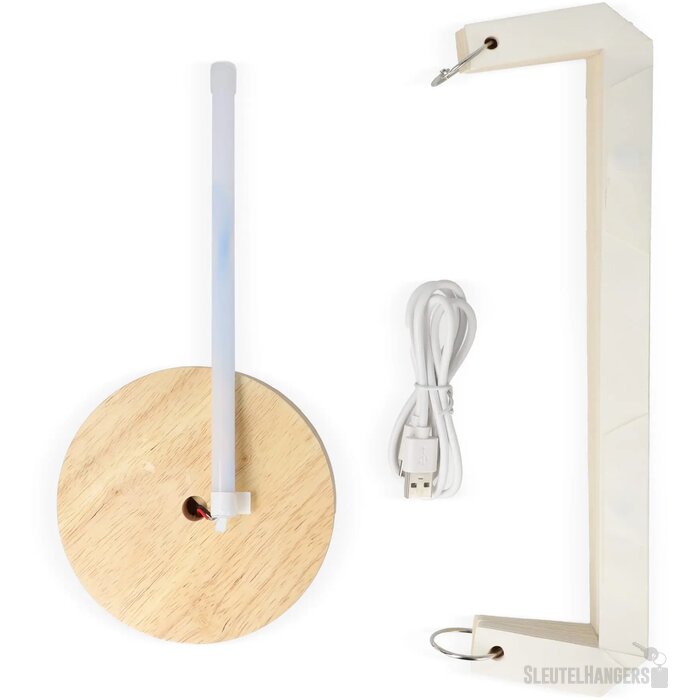 Coollux vouwbare papieren LED lamp Eos op houten voet, 25 cm (brievenbus doos) natuur