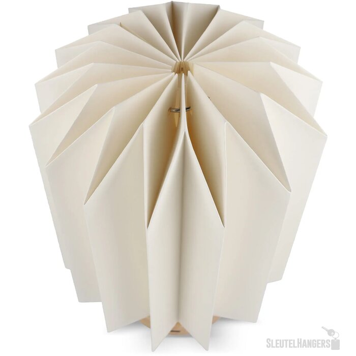 Coollux vouwbare papieren LED lamp Eos op houten voet, 25 cm (brievenbus doos) natuur
