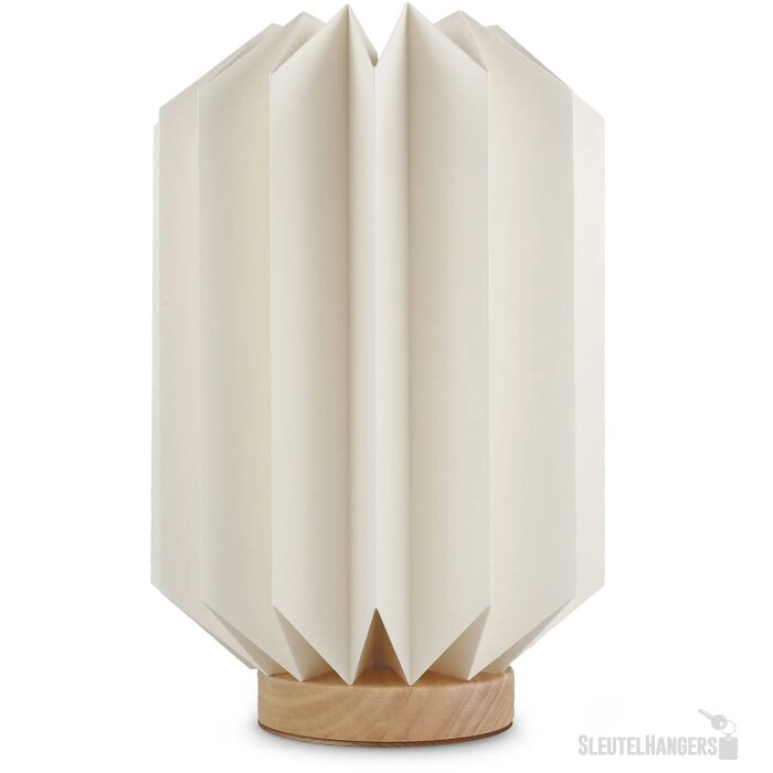 Coollux vouwbare papieren LED lamp Eos op houten voet, 25 cm (brievenbus doos) natuur