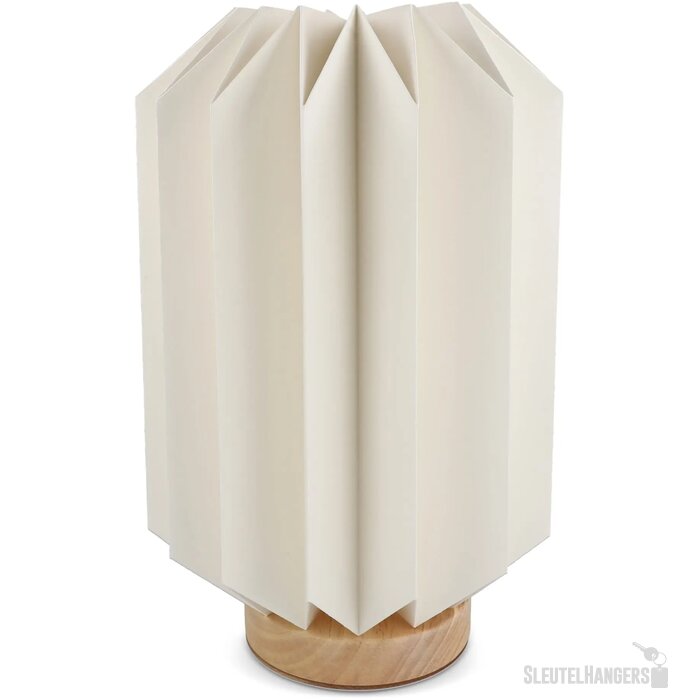 Coollux vouwbare papieren LED lamp Eos op houten voet, 25 cm (brievenbus doos) natuur