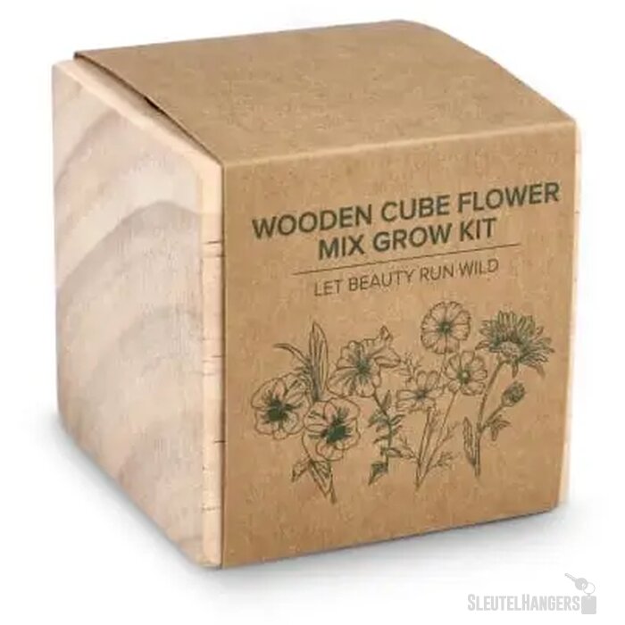 FSC Houten Plantenbak Set - Bloemenmix Naturel