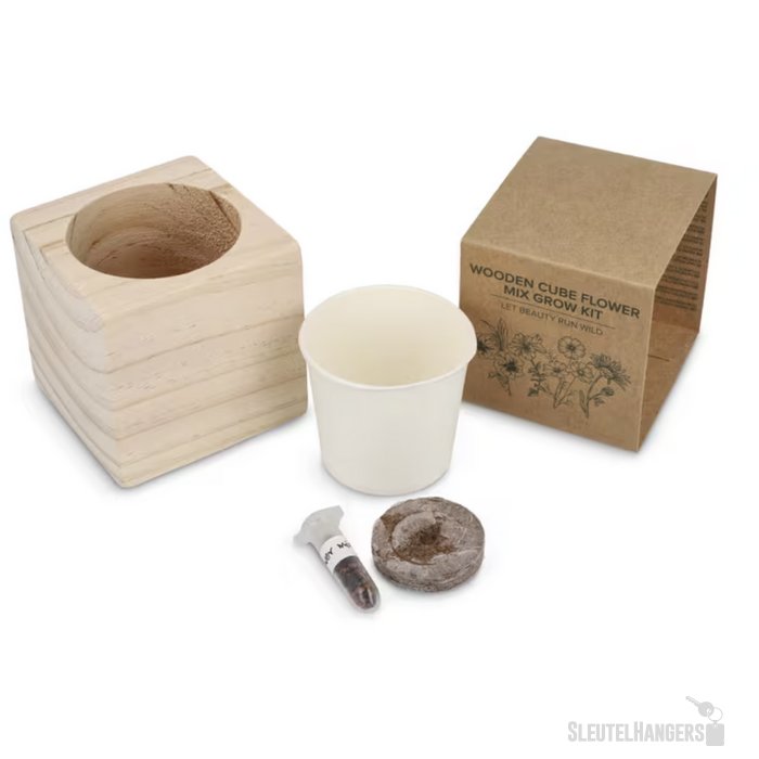 FSC Houten Plantenbak Set - Bloemenmix Naturel
