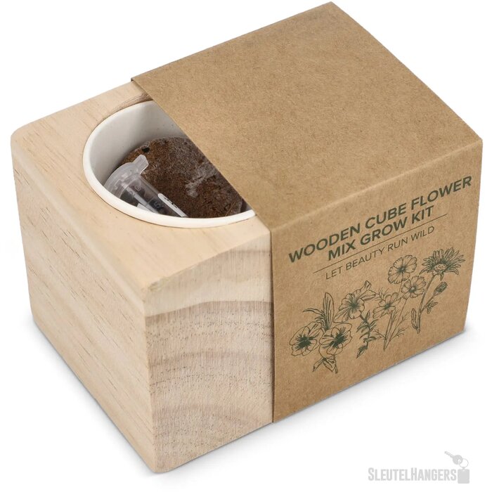 FSC Houten Plantenbak Set - Bloemenmix Naturel