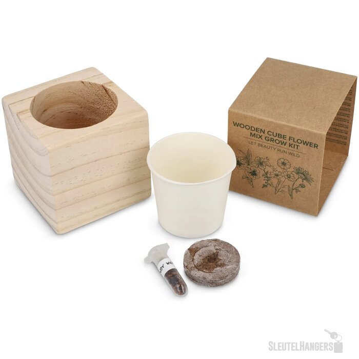 FSC Houten Plantenbak Set - Bloemenmix Naturel