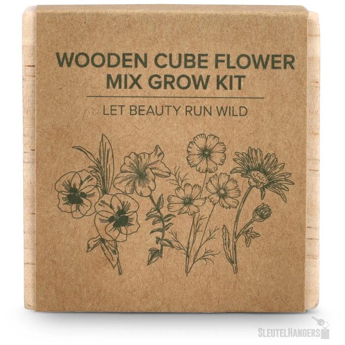 FSC Houten Plantenbak Set - Bloemenmix Naturel