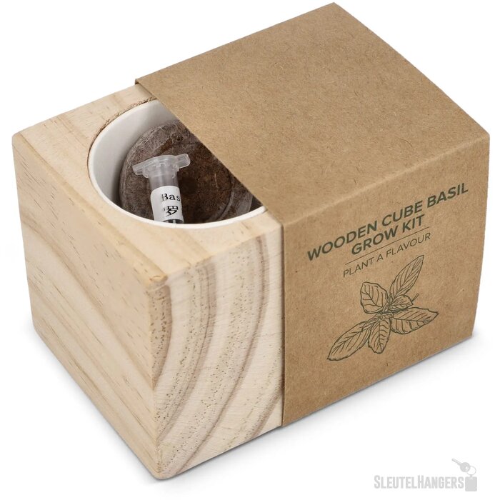FSC Houten Plantenbak Set – Basilicum natuur