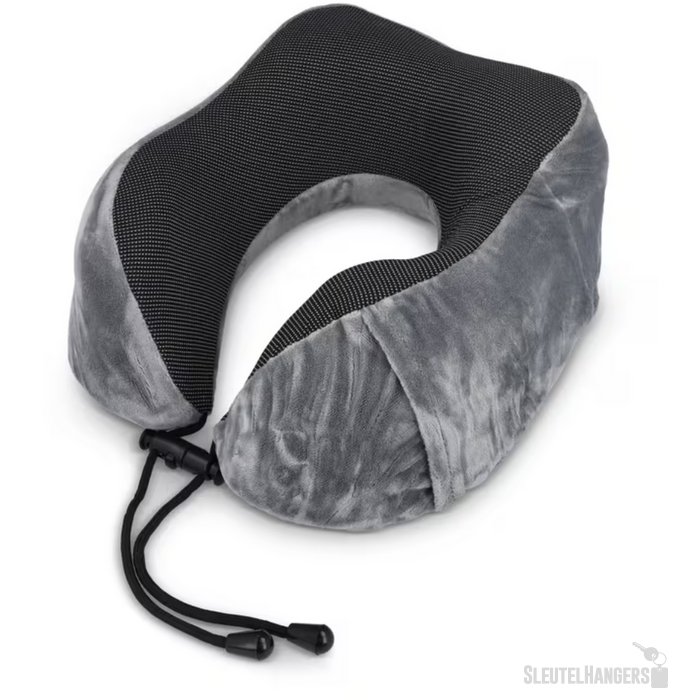 Gecontourde memory foam reiskussen met EVA-case grijs