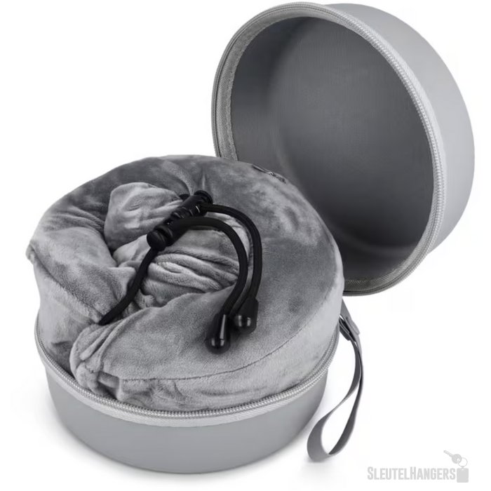 Gecontourde memory foam reiskussen met EVA-case grijs