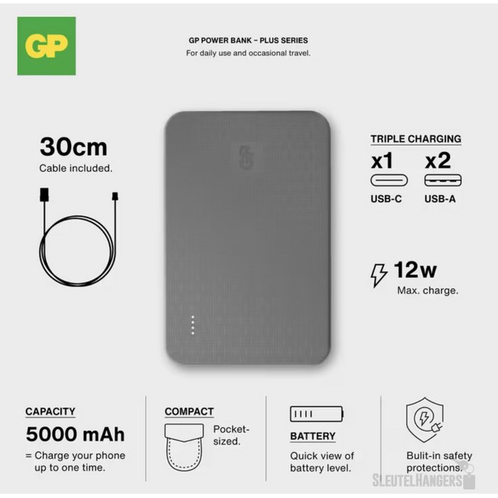 GP B+ Series Powerbank 5000 mAh zwart