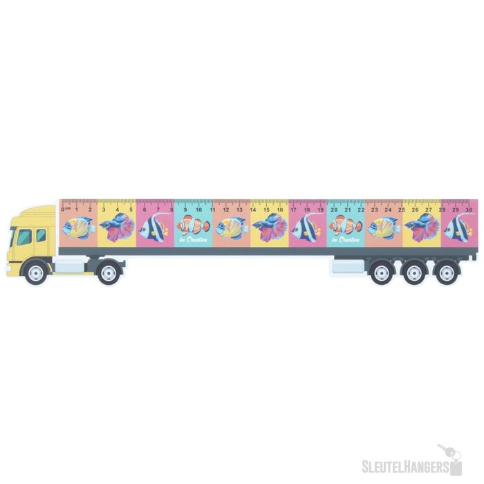 Liniaal In Vrachtwagen Vorm Wit