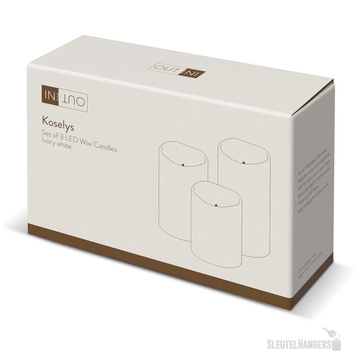 Koselys 3-delige set LED-waxkaarsen Ecru