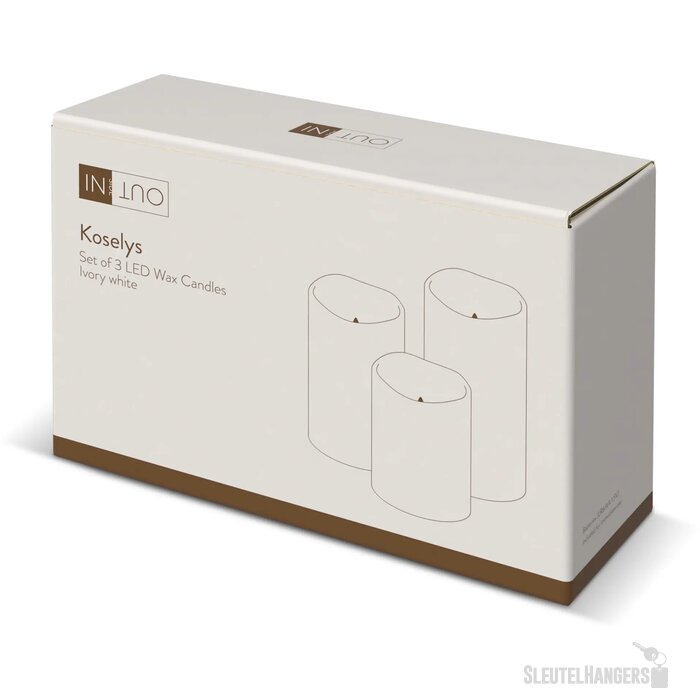 Koselys 3-delige set LED-waxkaarsen Ecru