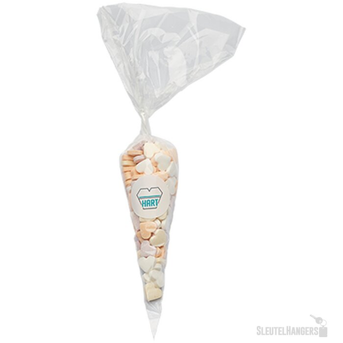 Puntzak 18x37 cm gevuld met snoep uit categorie BASIS full colour label custom made