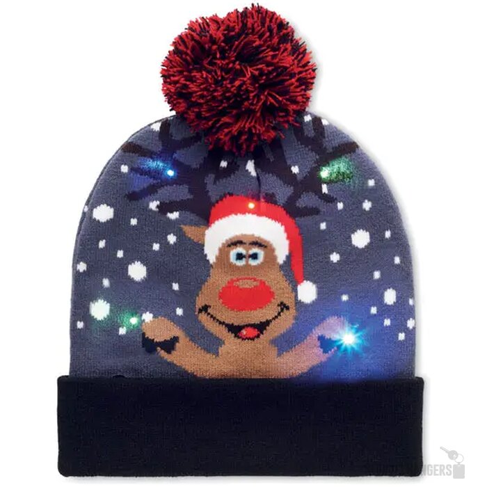 Gebreide kerstmuts led Shimas light blauw