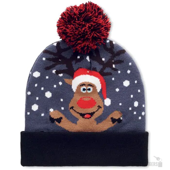Gebreide kerstmuts led Shimas light blauw